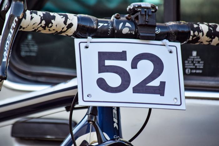 Número de competidor en la bicicleta antes de la carrera